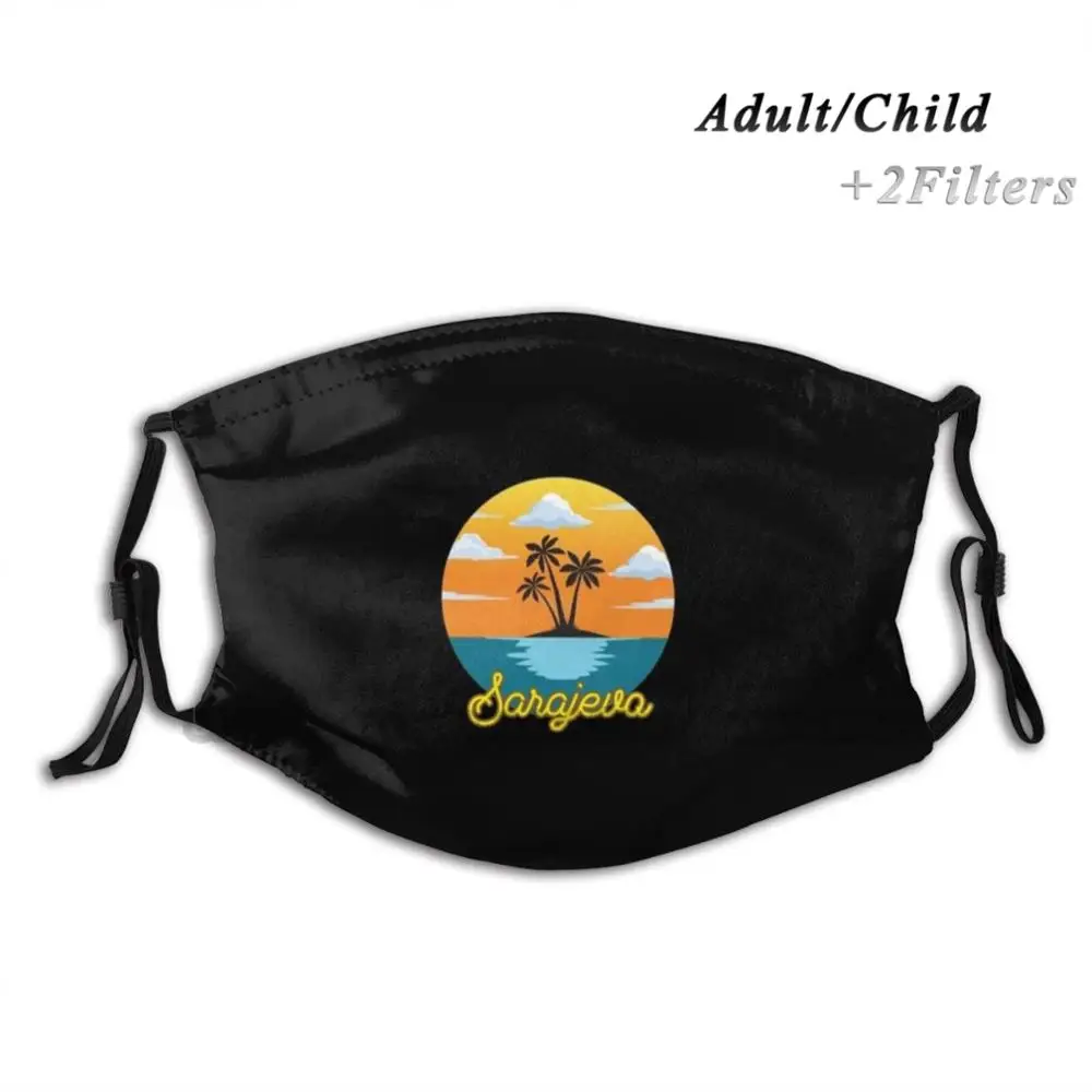 Sarajevo Holiday Dream Adult Kids Washable Funny Face Mask With Filter Flag Country Nation Color National Capital Vacation | Аксессуары