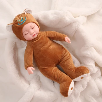 

Baby Full Body Silicone Dolls Bebe Toys Interesting 35CM Soft Doll Cos Animals Kids Dolls Toy Eyes Closed Sleep With Baby Gifts