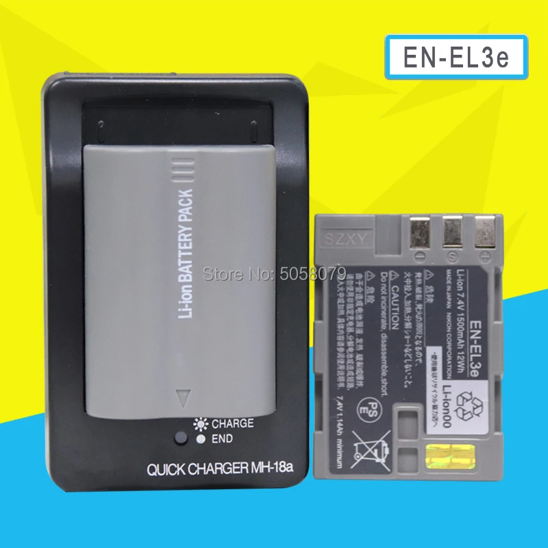 

2pc EN-EL3e EN EL3e ENEL3e Camera Battery For Nikon D90 D80 D300 D300s D700 D200 D70 D50 D70s D100 With MH-18A charger