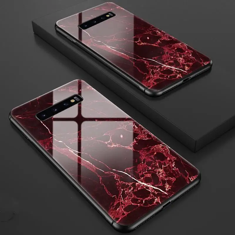 

Marble Hard Tempered Glass Cases Fundas For Samsung Galaxy S10E S8 S9 Plus S7 Note8 9 10 Pro M20 M10 A80 A90 A70 A50 A30 A10 A20