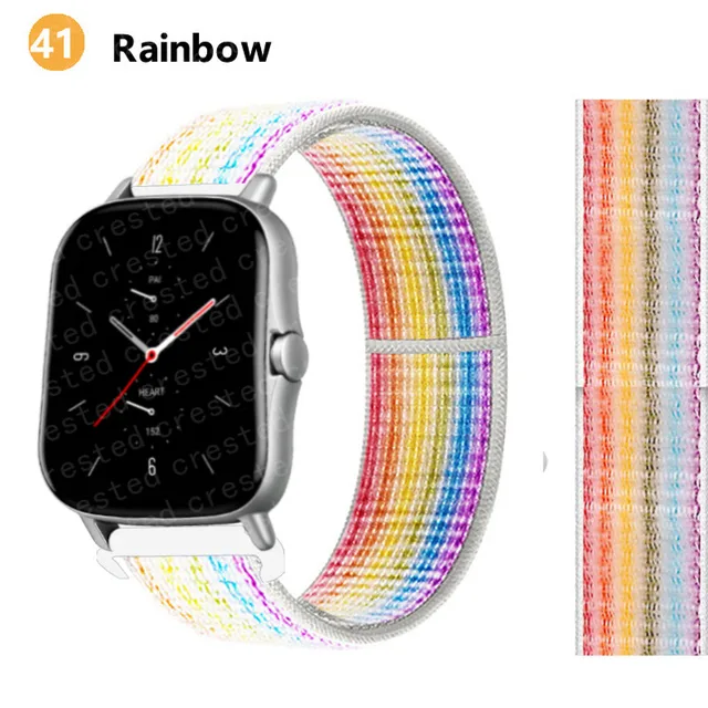 20/22mm Nylon band For Amazfit GTS/2/2e/GTS2 Mini/GTR 3 Pro 42mm/47mm/GTR2/2e/stratos 2/3 Sport Loop Bracelet Amazfit bip strap seven color 19