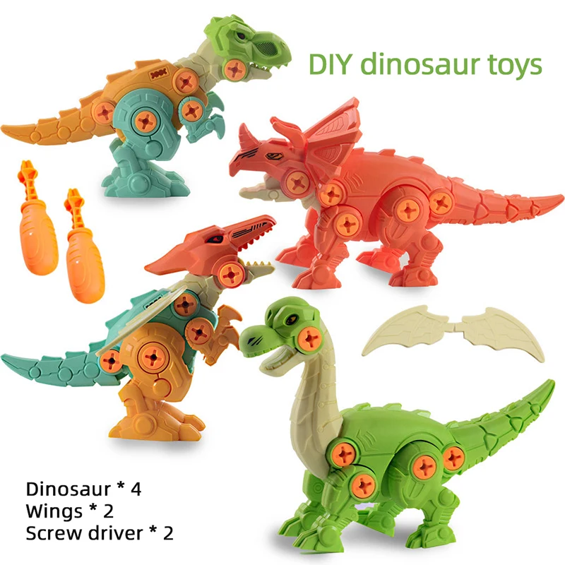 Juego de bloques de construcción con diseño de dinosaurio para niños, juguete infantil de construcción con diseño de tuerca de dibujos animados, montaje de Driver, regalo para niños