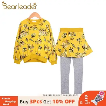 

Bear Leader Toddler Kids Clothing Girls Autumn Casual Outfits Floral Print Pullover and Pants Cute Clothes Children Sweet Suits