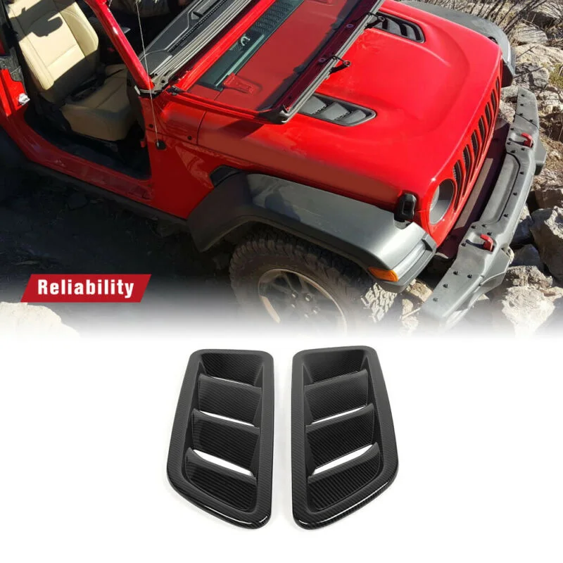 

1 Pair Front Engine Hood Air Vent Cover Trim For Jeep Wrangler JL 18-19