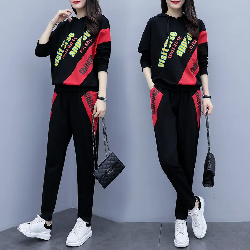 

Large Size Plus-sized Womenswear Mm2019 Autumn New Style Belly Covering Slimming Western Style Set by Age Fat Woman Printed Spor