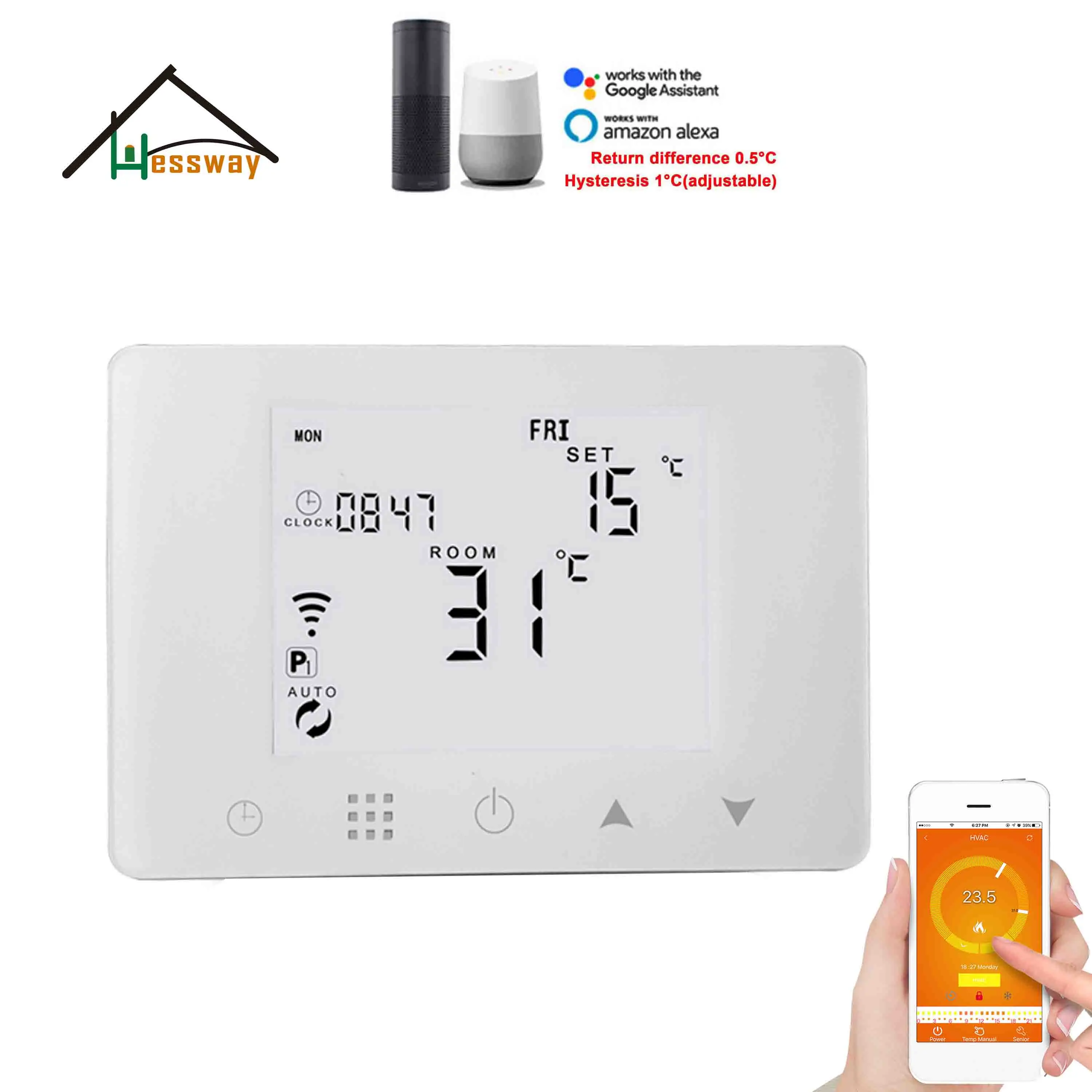 Умный настенный беспроводной комнатный термостат HESSWAY TUYA с поддержкой Wi Fi и RF 3 а/5