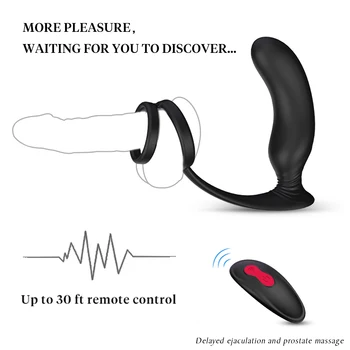 PHANXY Male Prostate Massage Vibrator Anal Plug Silicone Prostate Stimulator Butt Plug Delay Ejaculation Ring Toy For Men 2