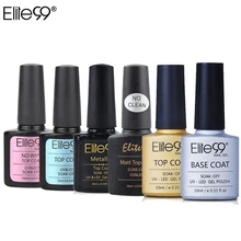 Elite99, 10 мл, металлический верх, Базовое покрытие, верхнее покрытие, Матовый верх, блестящий Гель-лак, не впитывается, не очищается, матовое верхнее покрытие, Праймер, лак