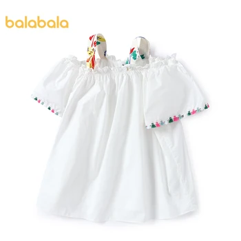 

Balabala Children clothing girls short-sleeved shirt girls 2020 new summer children shirt suspenders fashion trend