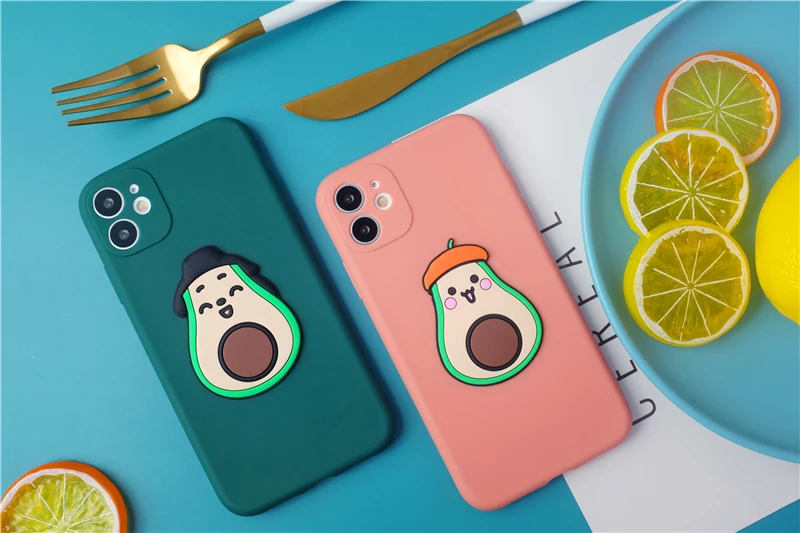 

Cute fruit Avocado Couples Phone Cover Case For Iphone X 11 pro Xs Max Xr 10 8 7 se 4.7 Plus Luxury Soft silicone Coque Fundas