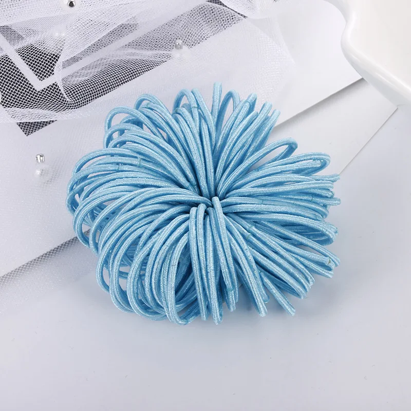 light blue 3 см аксессуары для волос для девочек резинка для хвоста резинки эластичная резинка для волос ленты для волос Детские Бандана украшения резинки для волос 100 шт./лот - Цвет: light blue