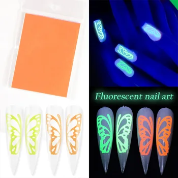 

1Set Fluorescent Butterfly Designs Nail Art Stickers Watermark DIY Colorful Tips Nail Decals Manicure Tool