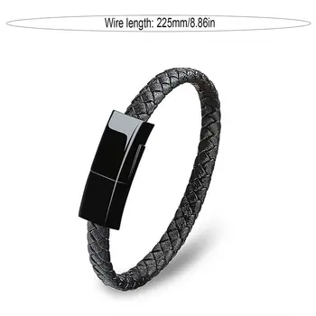 

Leather Bracelet Charger Cable Type-C Usb Bracelet Charger Data Charging Cable Sync Cord For Iphone Android Phone Cable Gift