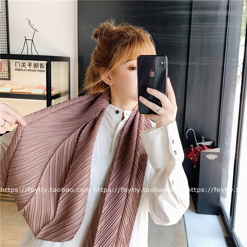 Винтажный плиссированный шарф Miyake однотонная плиссированная шарф шаль
