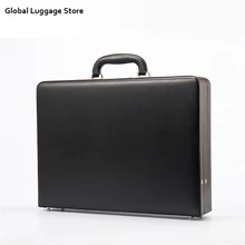 Роскошный кожаный мужской портфель, расширяемый чехол для ноутбука с паролем, многофункциональный набор инструментов, Модный чехол для костюма, черный