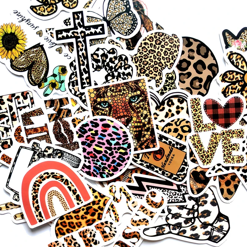 10/30/50 Pcs Fashion Sexy Leopard Print Animal Sticker Irregular Mobile Phone Computer Luggage Motorcycle Helmet Water Cup Paste