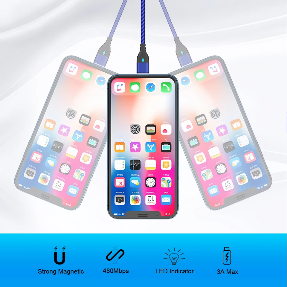 Магнитный кабель Venroii 3A Micro usb type C для быстрой зарядки type-C магнитное зарядное устройство USB C для samsung huawei P20 Xiaomi Oneplus