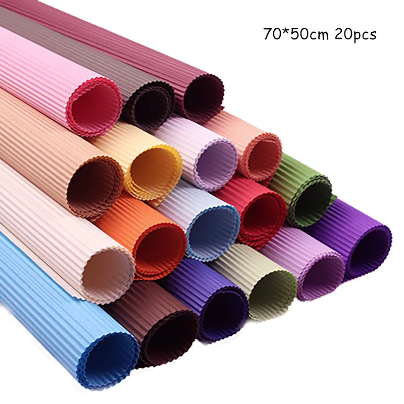 

20pcs Flower Packaging Material Bouquet Gift Wrapping Paper Solid Color Corrugated Flower Shop Flower Wrapping Paper
