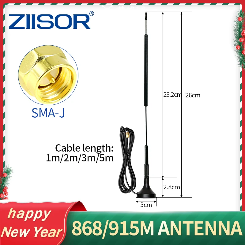Antena LoRa de 868 MHz WiFi, antena de largo alcance de 915MHz para módulo inalámbrico, impedancia de antena de SMA-J de menos de 1,5 SWR de alta calidad