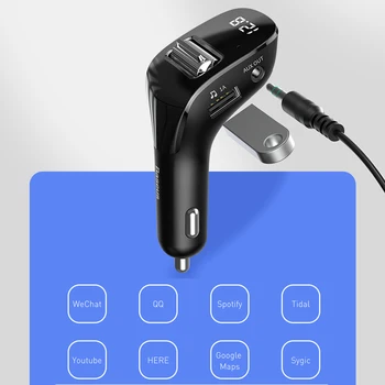 

12-24V Wireless Modulator FM Transmitter Bluetooth 5.0 AUX-out Handsfree Car Kit U Disk MP3 Player Dual USB Charger With 64GBMAx