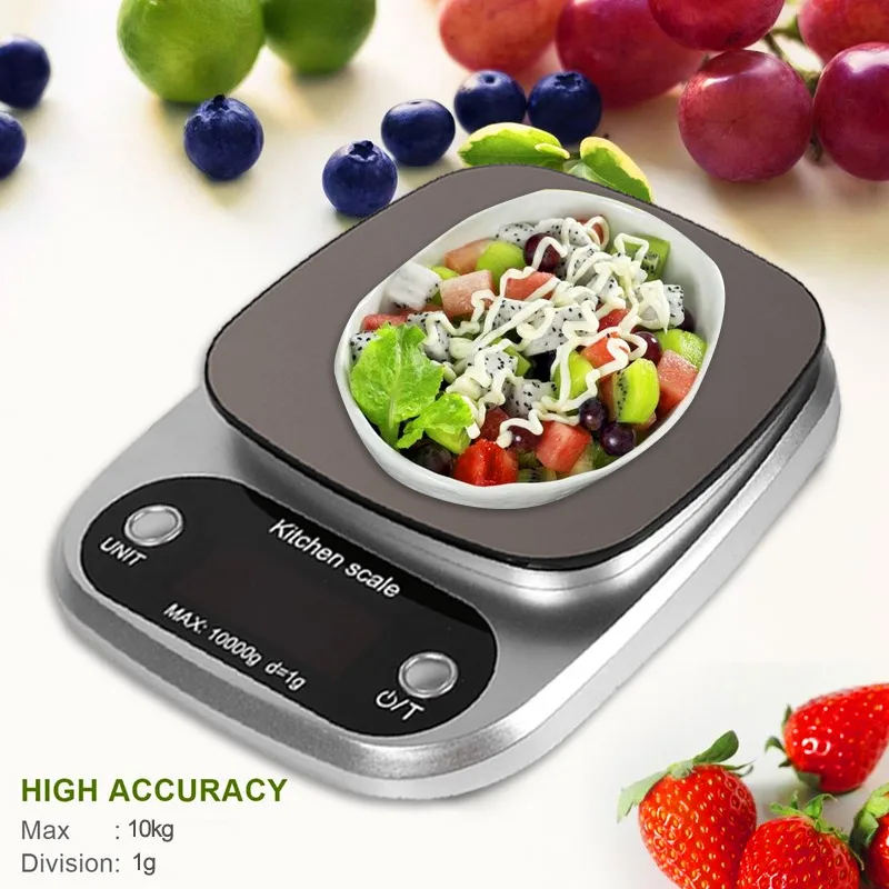Digital Scale Kitchen Scale Mini Scale Practical Portable Stainless Steel 10kg/1g Jewelry with Tray Cooking Tool Electronic