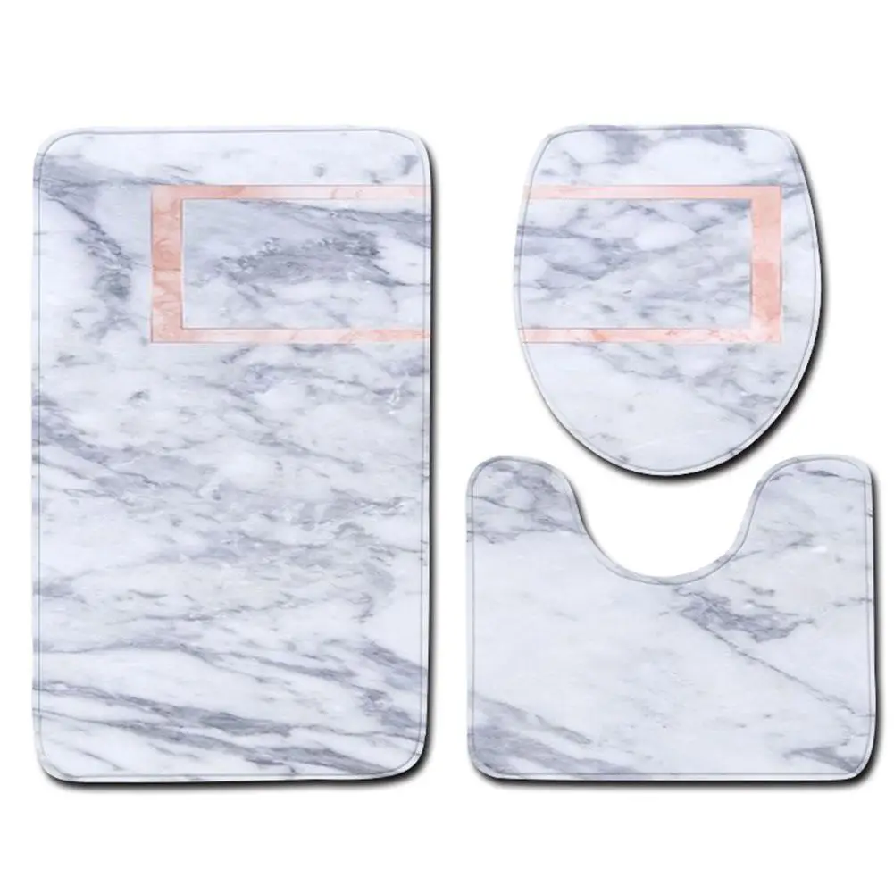 Y181009-C006 HobbyLane 3 шт./компл. Мрамор напечатаная Туалетная набор коврик для ванной Ванная комната Туалет чехол коврик для Ванная комната украшения Ванная комната коврик - Цвет: Y181009-C006