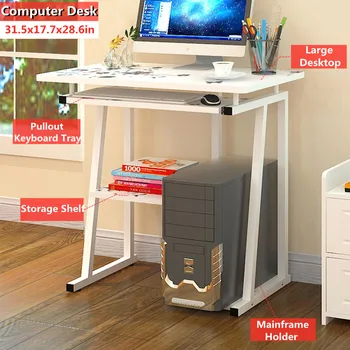 

Desktop Computer Desk Laptop Study Table Office Desk With Pullout Keyboard Tray