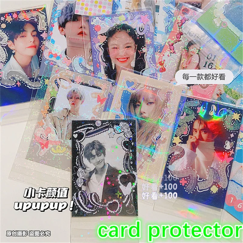 20pcs Kpop Postcard Protector Laser Binder Photo Album Sleeve For Women Men ID Credit Card Holder PVC Clear Business Bag | Багаж и сумки