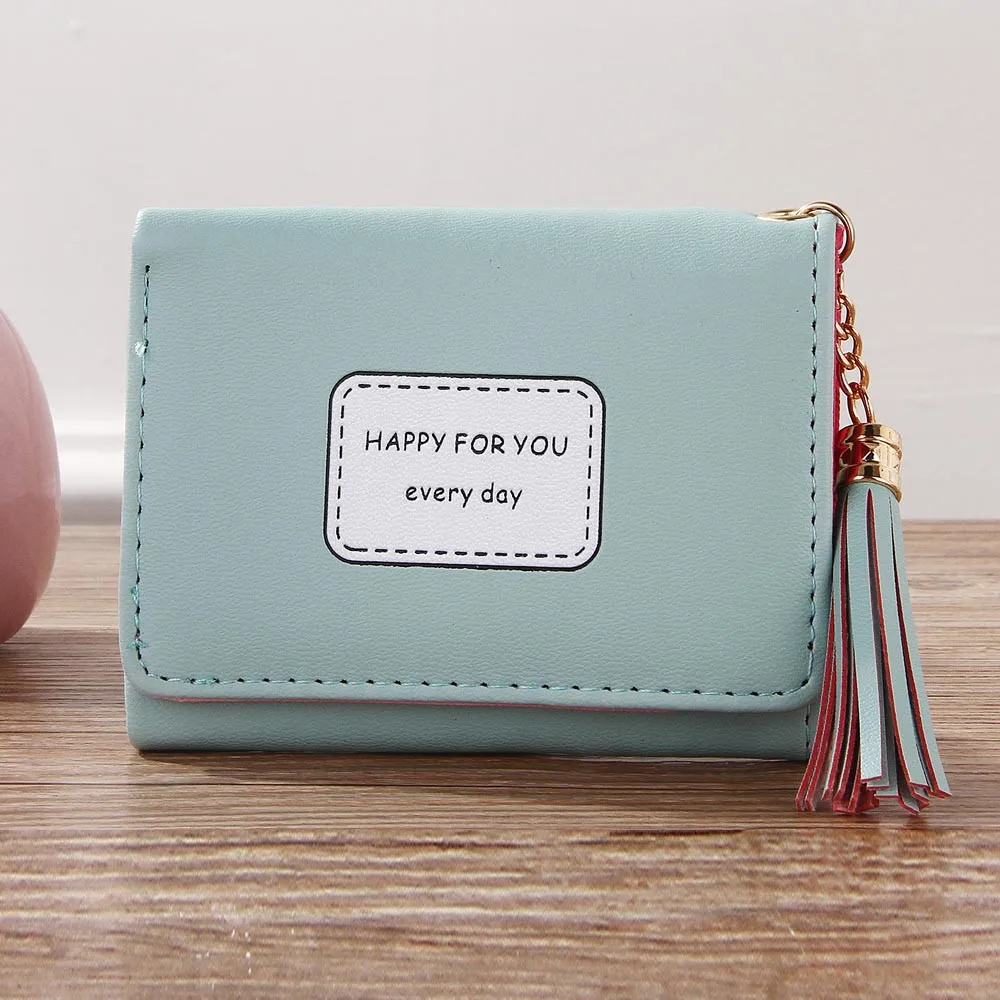 

MAIOUMY Wallet Short Women Wallets Hasp Tasell Wallet Coin Purse Card Holders Happy For You Handbag Portefeuille Femme Aug20