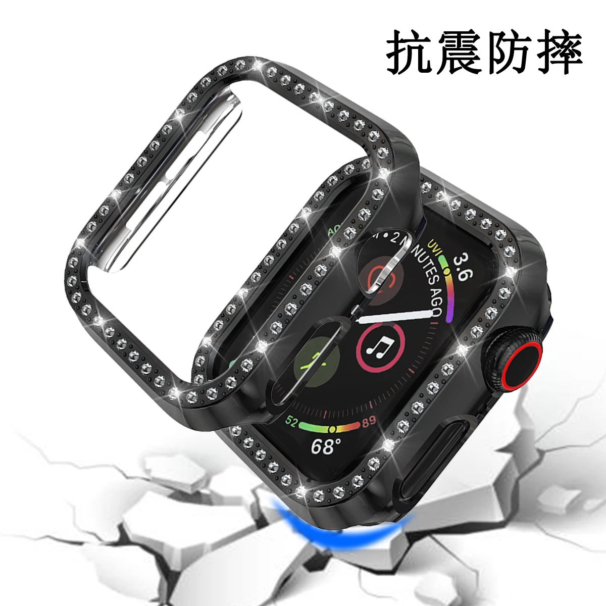 Чехол для часов для Apple Watch Series 5 4, Алмазный защитный чехол для iwatch, чехол 40 мм, 44 мм, бампер из поликарбоната, аксессуары для часов