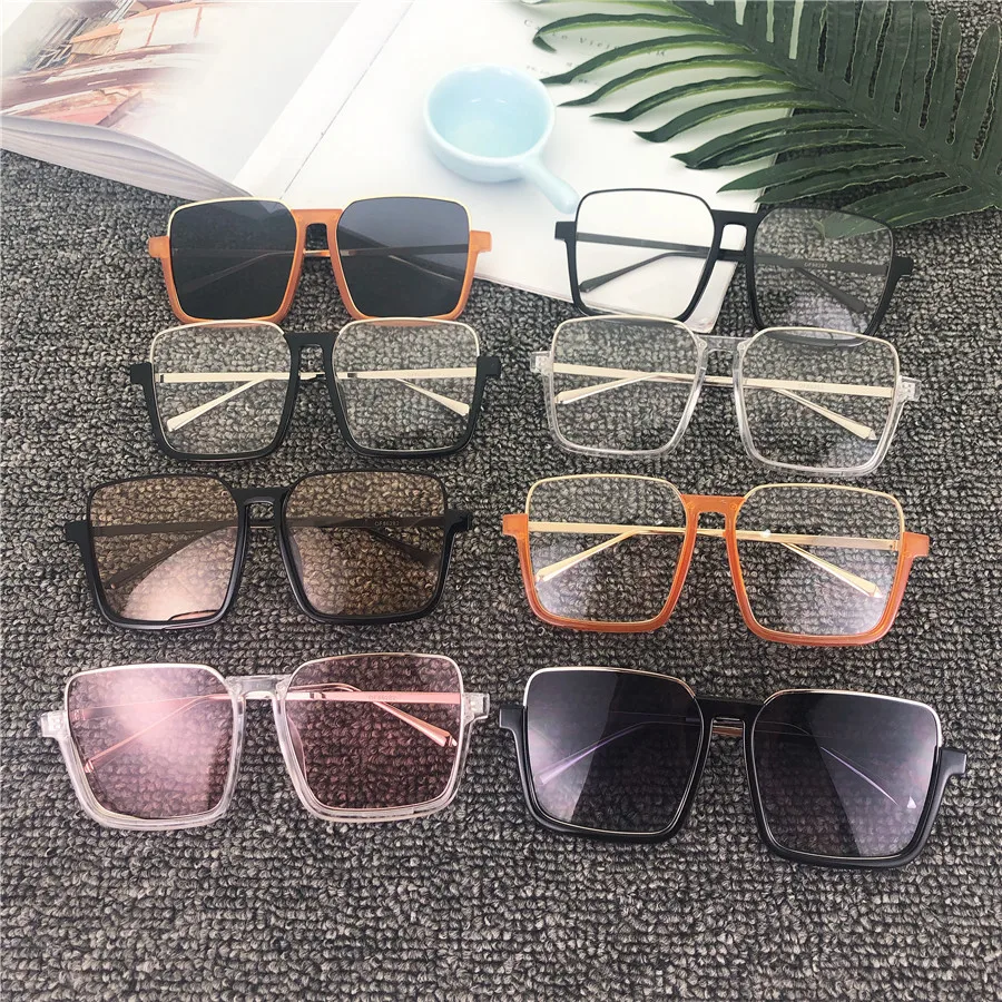 Vintage Sunglasses Women Brand Designer Oversized Sun Glasses Shades Large Black Lens Glasses UV Fashion Men Driving Eyewear NX
