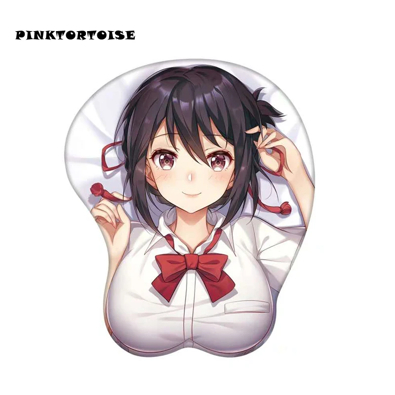 

Anime Miyamizu Mitsuha 3D Chest Silicone Wrist Rest Mouse Pad notebook PC playmat