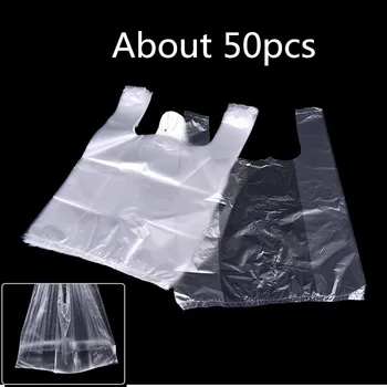 

50PCS Plastic T-Shirt Retail Shopping Supermarket Bags Handles Packaging 26*37cm