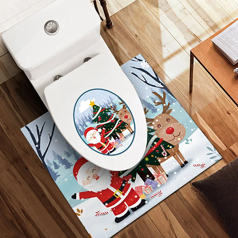 Рождественская наклейка s Водонепроницаемая противоскользящая наклейка Рождественское украшение напольная наклейка для ванной ПВХ Толстая наклейка для туалета s декоративная - Цвет: Небесно-голубой
