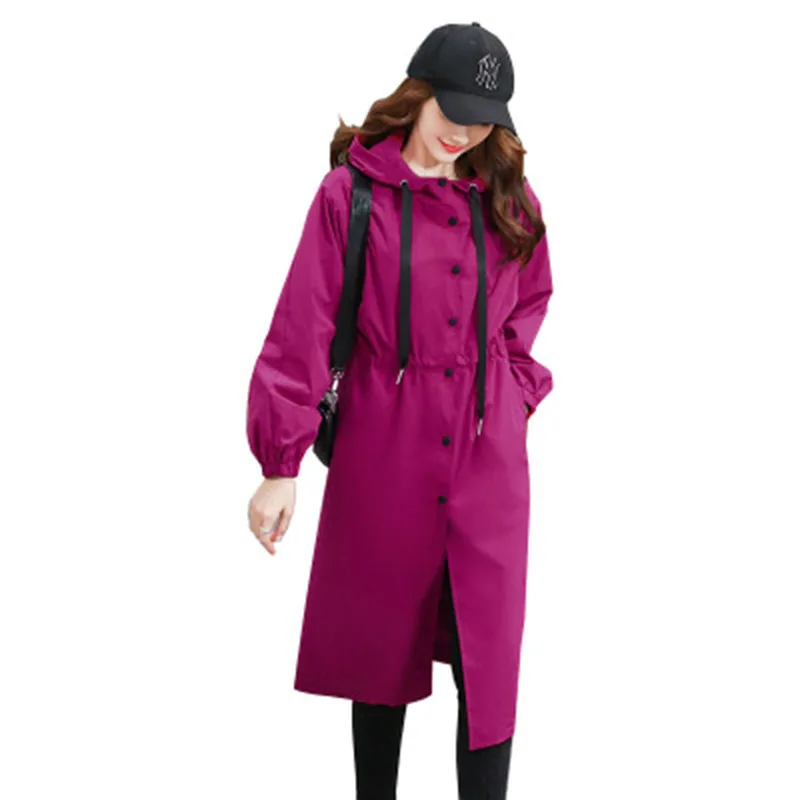 

Women Coat 2020 new fashion women's trench Coat autumn temperament loose hooded fashion women's trench Coat LXL56 OK016