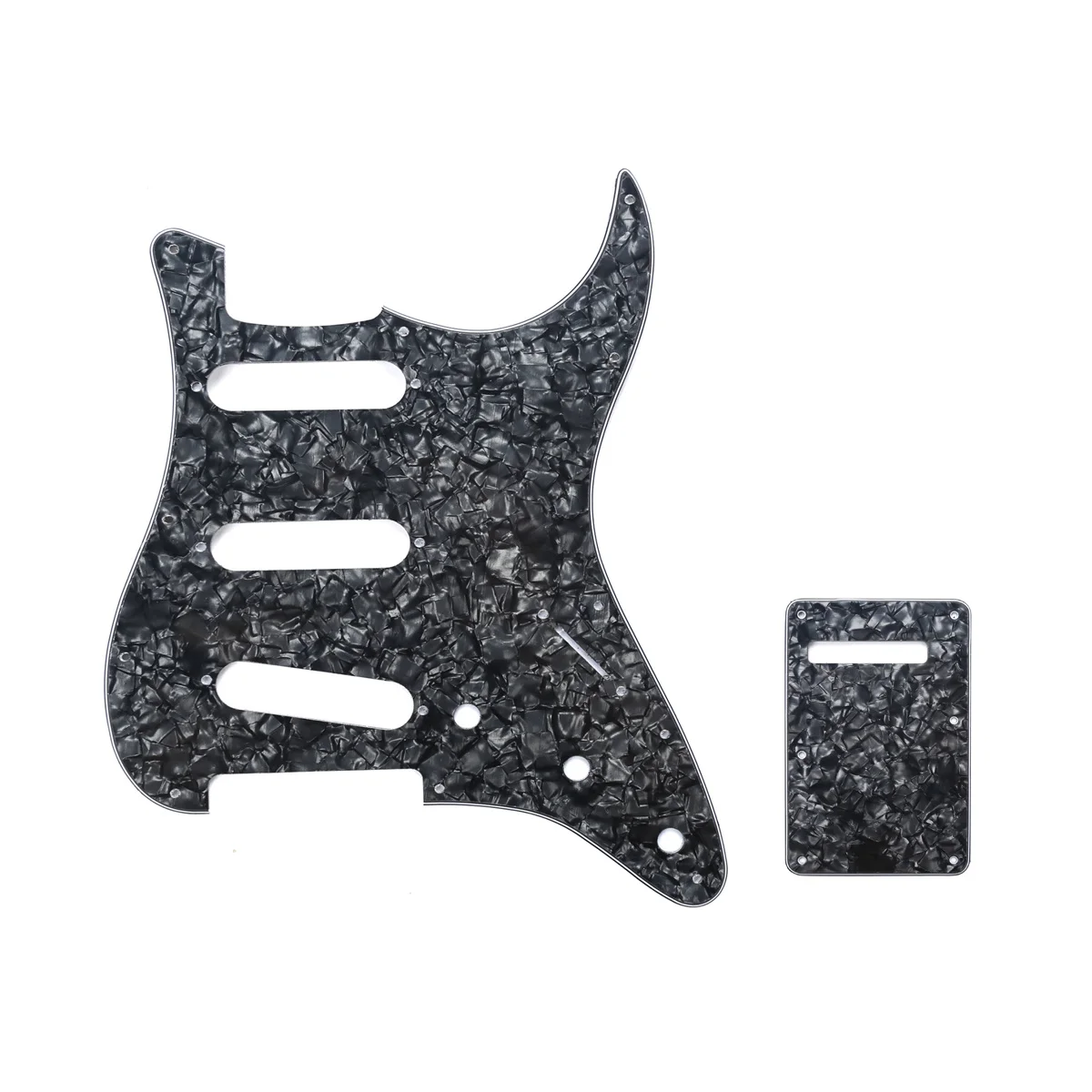 

Musiclily SSS 11 Hole Strat Guitar Pickguard and BackPlate Set for Fender USA/Mexican Standard Stratocaster, 4Ply Black Pearl