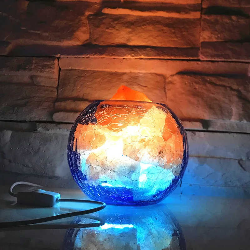 

USB Blue Crystal Salt Lamp Dimmable LED Night Light with Air Purified Function Indoor Table Lamp Bedroom lava lamp