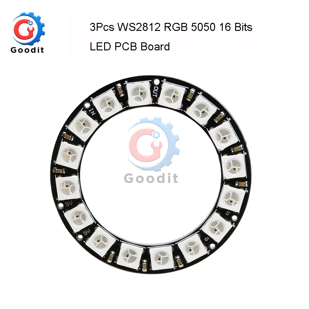3Pcs Led Pcb Board Ws2812 Rgb 5050 16 Bit 1X16 Pixel Panel Matrix Screen Ws2812B Ic Led Module Dc 4-7V