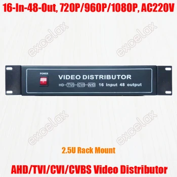 

1080P 960P 720P 16 In 48 Out AHD TVI CVI CVBS Video Distributor Splitter 2.5U Rack Mount for Analog HD CCTV Security System