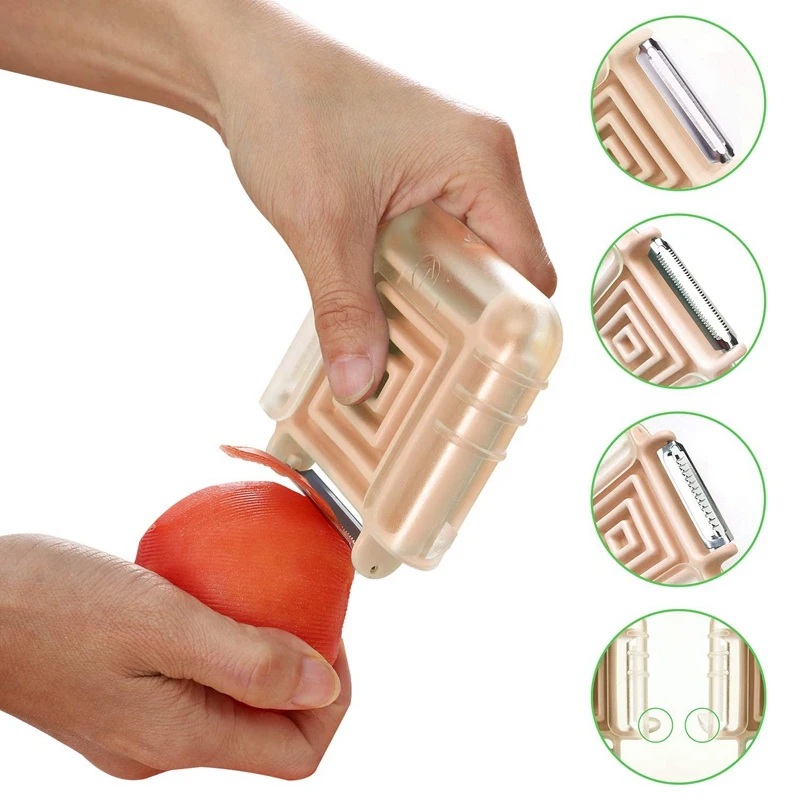 3 in 1 Vegetable Peeler for Potato Tomato Carrot Zucchini Peelers with Swivel Serrated Plastic