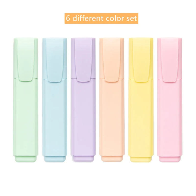 6 Pens set Неоновая однотонная маркерная ручка, макарон, флуоресцентные цветные маркерные ручки для рисования, Канцелярский лайнер, офисные, школьные, A6020 - Цвет: 6 Pens set