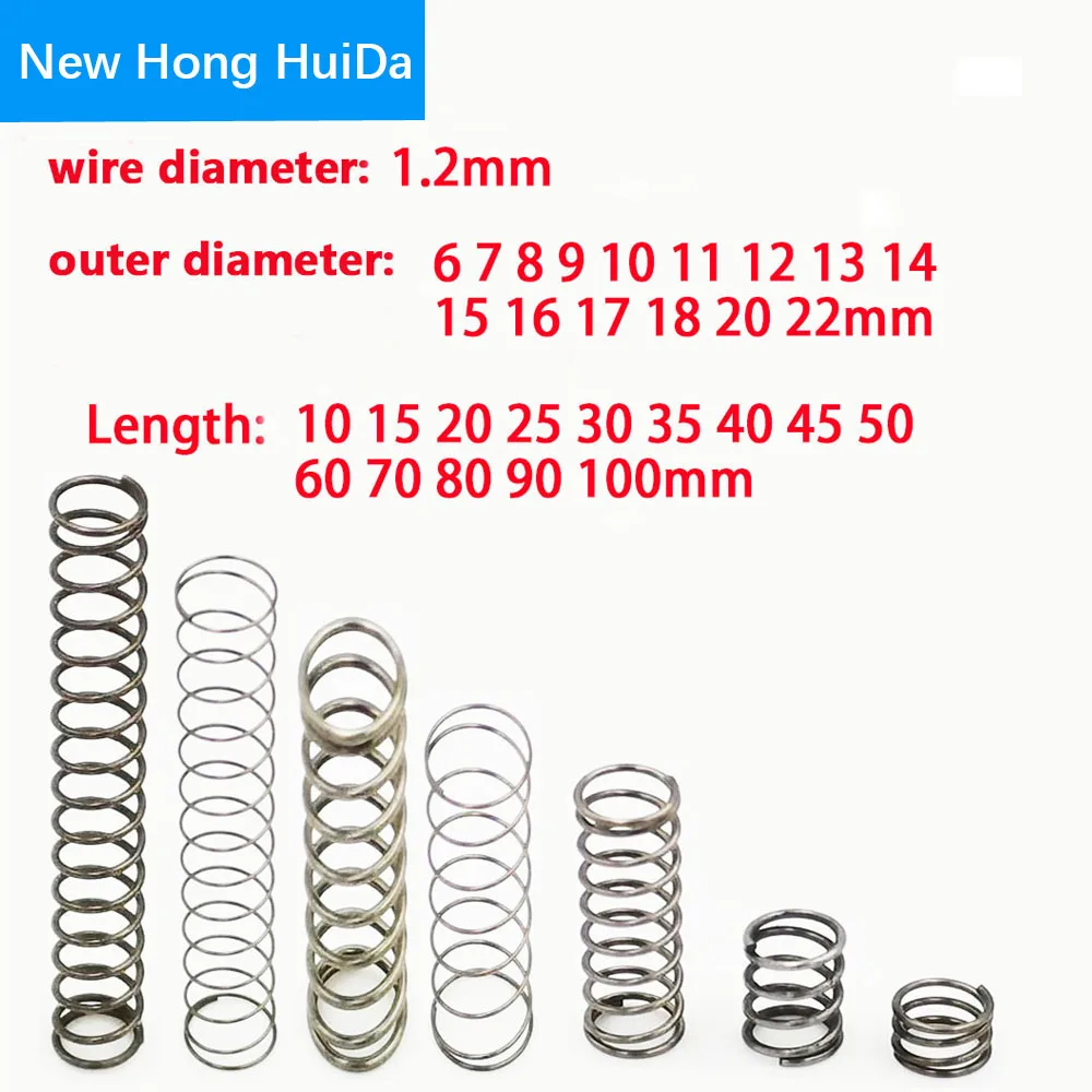 

10pcs 1.2 Wire Diameter OD 6-22mm Y-type Rotor Return Compression Pressure Spring 10-100mm 304Stainless Steel