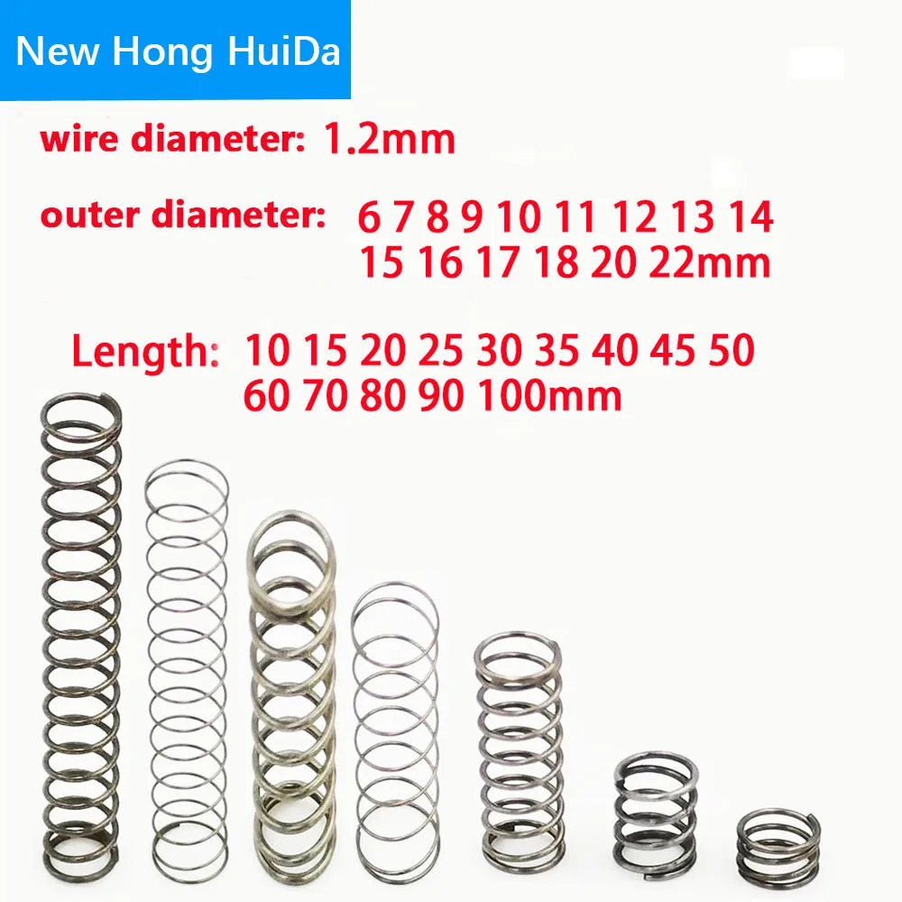 10Pcs 1.2mm Wire Diameter 8/9mm OD Stainless Steel Compression Pressure Spring 