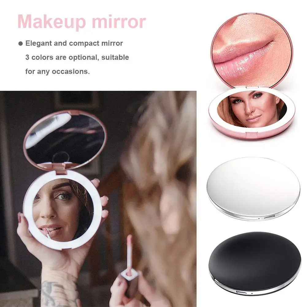 

Compact Natural Daylight Makeup Mirror Portable Lighting Mirror 1X/5X Magnifying For Handbag Wallet Travel