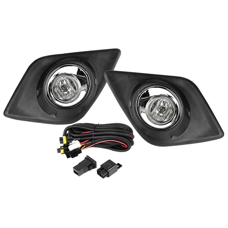 

1Pair for Toyota Hilux Revo M70 M80 2015-2018 Fog Light Lamp with Bulb Harness Switch Chrome Trim Front Bumper Work Light