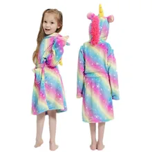 Детские Банные халаты с капюшоном и рисунком единорога; детский банный халат со звездами и радугой; пижамы с животными для мальчиков и девочек; ночная рубашка; детская одежда для сна