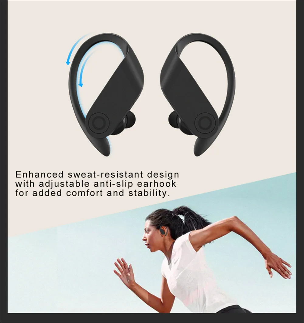 Daywemet B10 True беспроводной Bluetooth 5,0 наушники Спортивная гарнитура с ушным крючком водонепроницаемые наушники Беспроводная зарядка стерео гарнитура