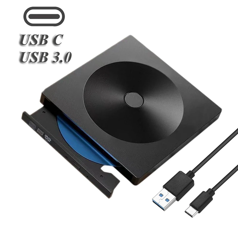 Внешний CD DVD привод, Тип C USB 3,0 Портативный внешний CD DVD привод горелки совместимы с Mac/Windows оптический привод CD DVD-RW W