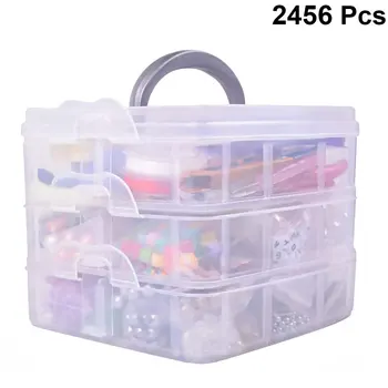 

Mixed Jewelry Spacer Charm Findings Beads Kit Colored DIY Craft Making Tools Jewelry Material with Storage Box for Art Craft