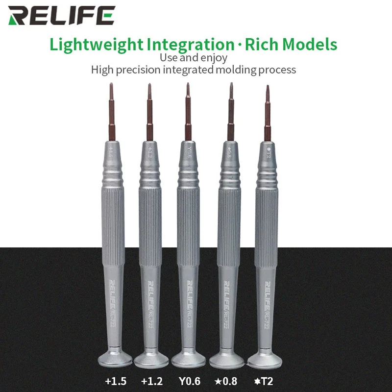 

RELIFE RL-722 Precision Screwdriver Y0.6 T2 Plum blossom 0.8 Cross 1.2 1.5 For IPHONE Android Mobile Phone Opening Tool